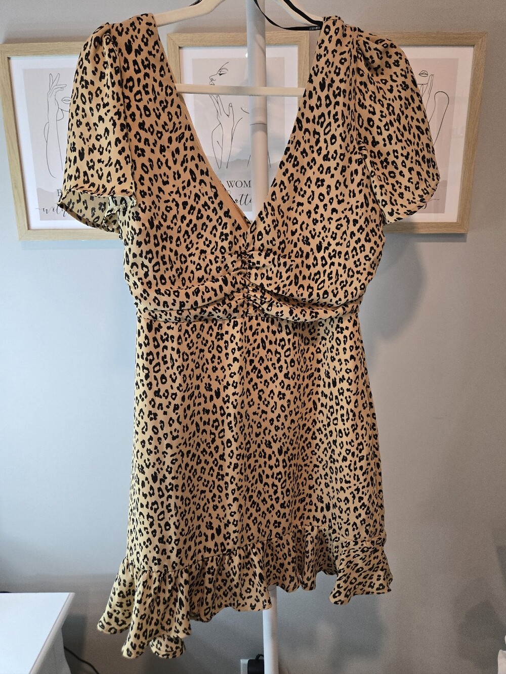 Forever 21 Leopard Print Twist Front Mini Dress - Tan/Black